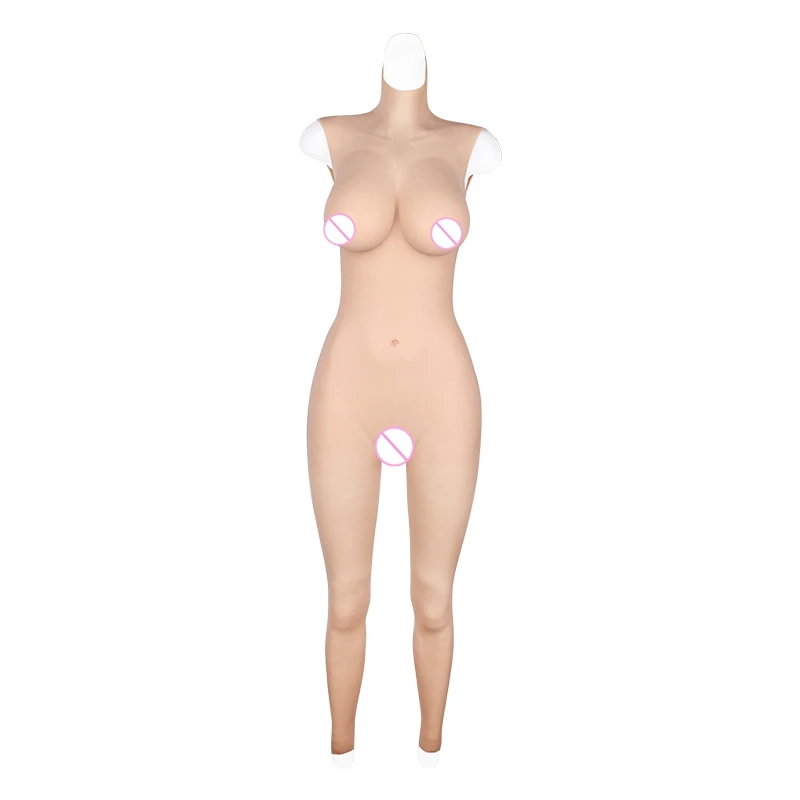 D CUP Fake Vagina Artificial Boobs Realistic Silicone Breasts Bodysuit no Arm for Crossdresser Shemale Transgender Drag Queen 4G