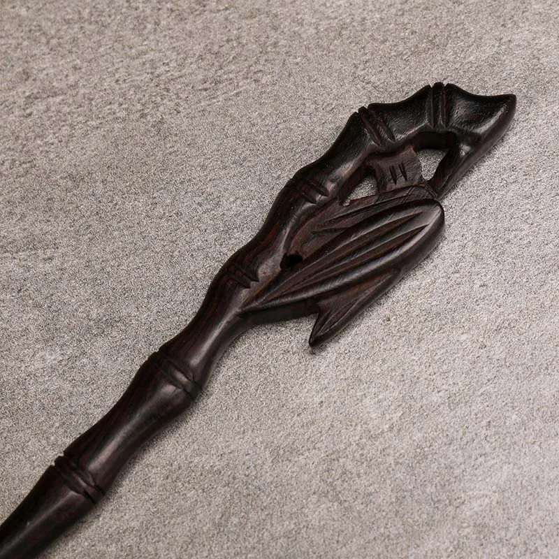 Handmade Carving Ancient Chinese Hairpin Black Sandalwood Hair Forks Clips Women Girls Hanfu Dress Wooden Hair Styling Ornaments image 4