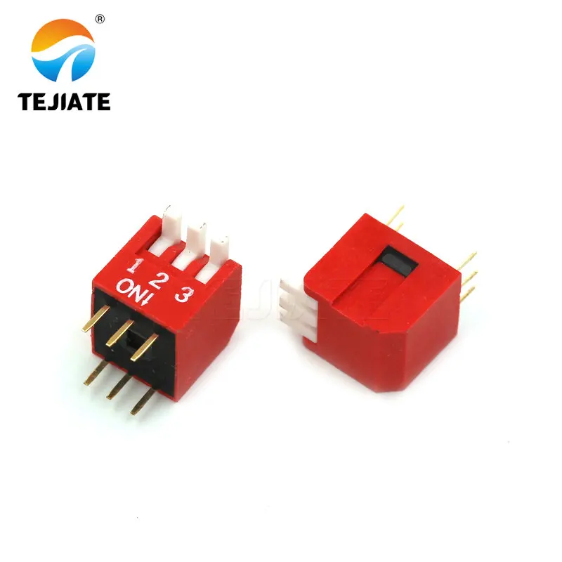 2PCS Toggle Switch Direct Insertion Lateral Pulling DIP Snap 2.54MM 2/3/4/5/6/8/10P Red Dial ON / OFF