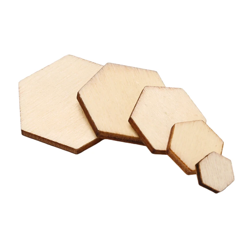 100 pz/lotto forma esagonale legno fai da te taglio Laser abbellimento artigianato decorazione ornamenti matrimonio