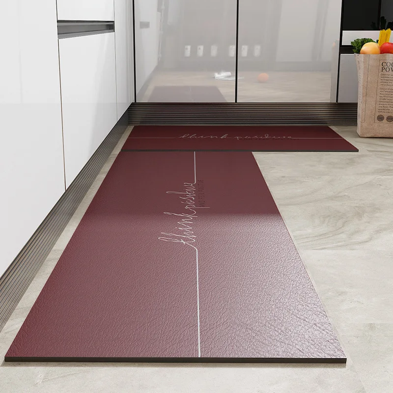 

Modern Anti-skid Floor Rugs, Water and Oil Proof, PU Leather, Hallway Doormat, Long Carpet, Home, Kitchen, Bathroom, Bedroom