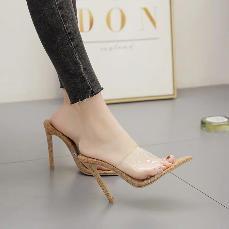 Sandales d'été à talons hauts pour femmes, chaussures à talons aiguilles, pantoufles transparentes en PVC, Sexy, mode décontractée, livraison gratuite