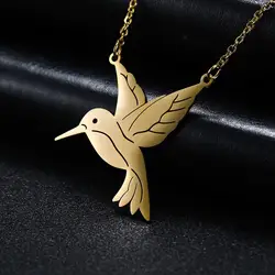 Skyrim Gold Color Flying Bird Animal Pendant Necklace Stainless Steel Girls Women Adjustable Choker Chain Necklaces Jewelry Gift