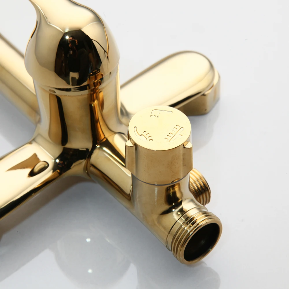 Imagem -04 - Zappo Ouro Torneiras da Banheira Latão Chuvas Ouro Banheiro Chuveiro Torneira Misturadora Wall Mounted Barra Deslizante Tubo de Chuveiro