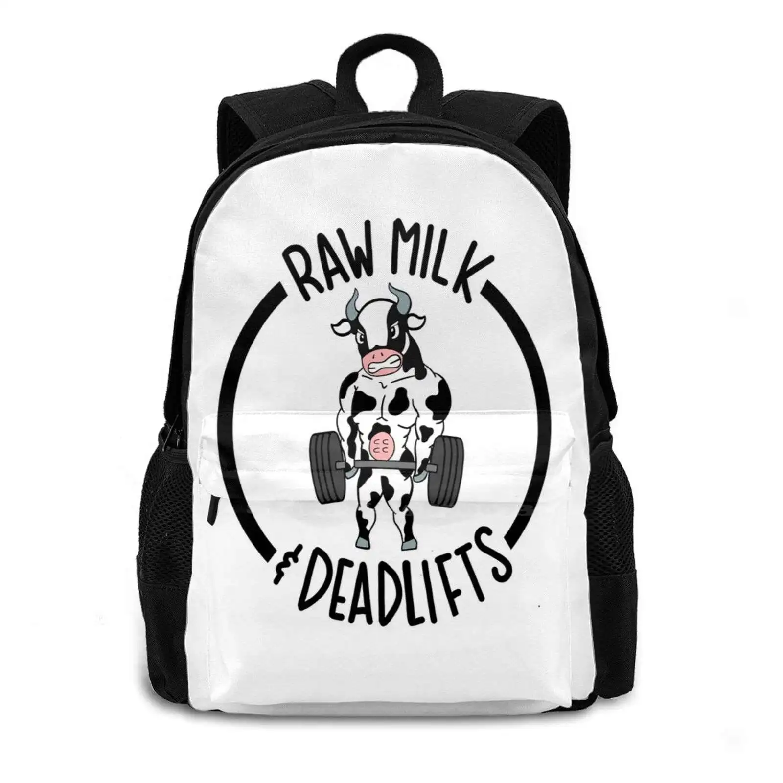 Raw Milk And Deadlifts Transparent Logo Travel Laptop Bagpack School Bags Raw Milk Dead Lifts