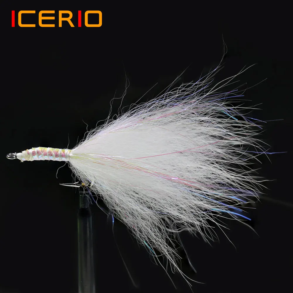 

ICERIO 5PCS White Fox Tail Streamer Fly Artificial Fishing Bait ForTrout Steelhead Salmon Saltwater Fishing Lures Baits 2#~8#