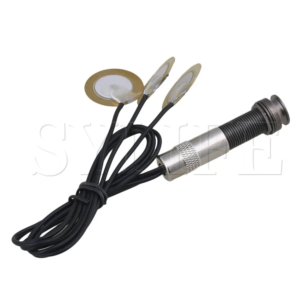 3 Sensor Guitar Piezo Contact Microphone Pickup Black with 6.35mm Jack