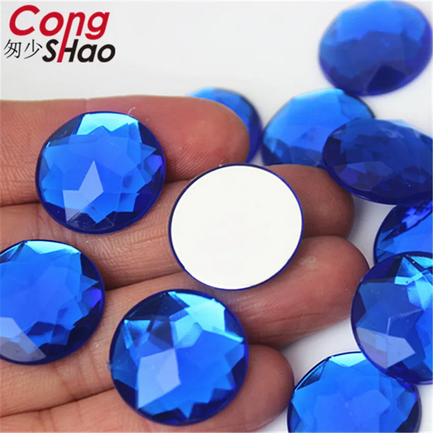 Cong Shao 20pcs 20mm Colorful Acrylic Rhinestone Round Flat Back Beads Crystal Stones DIY Costume Jewelry Crafts Scrapbook ZZ751