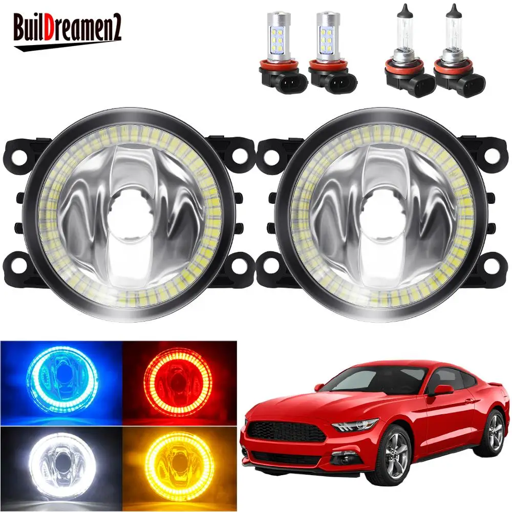 Angel Eye Fog Light For Ford Mustang 2005-2017(Not Fit GT) Car Front Bumper Fog Lamp with Halo DRL Daytime Running Light H11 12V