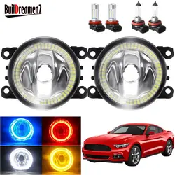 Angel Eye Fog Light For Ford Mustang 2005-2017(Not Fit GT) Car Front Bumper Fog Lamp with Halo DRL Daytime Running Light H11 12V
