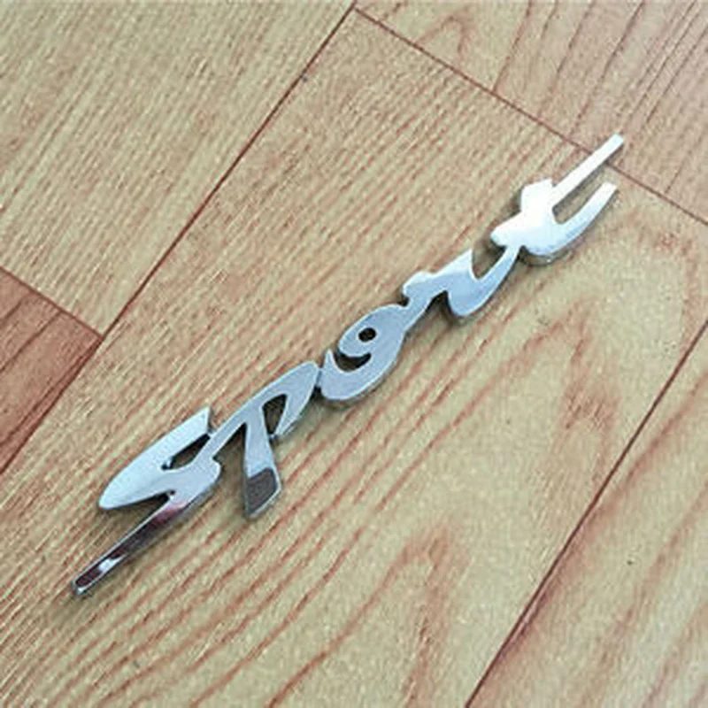 3D Silver Sport Logo Chrome Motor Racing Stripe Car Tuning Badge Sticker Styling Emblem Decal Metal Exterior Parts Car Products