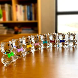 Clear Crystal Collection Teddy Bear Figurines Glass Fashion Craft Lovely Animal Paperweight Home Decoration Christmas Gifts
