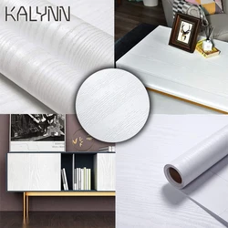 White Wood Self-Adhesive Wallpaper for Kitchen Cabinet Locker Vinyl  Liner Sticker 60cm Width Desktop Decoration Contact Paper
