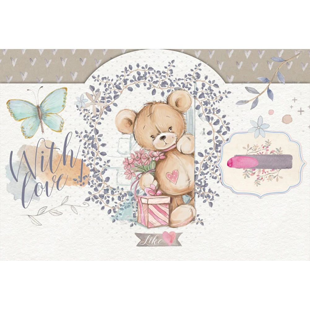 Fondali per bambini Laeacco per fotografia orso farfalla Poster personalizzato compleanno doccia festa Photocall sfondi fotografici