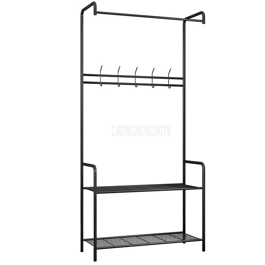 

Floor Cloth Shelf Coat Hat Rack Floor Standing Hanger Anti-rust Metal Iron Clothing Hanging Storage Shelf Organizer 72x32x165cm