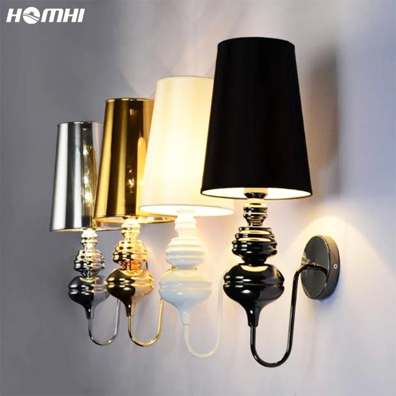 Homhi Spain Royal Court Palace Wall Lamp for Home Modern Decor Gold Silver Stair Decoration Led Lighting Bedroom HWL-068