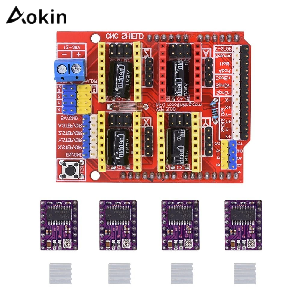 

CNC Shield Expansion Board V3 with Drv8825 A4988 Stepper Motor Driver with Heat Sink For Arduino V3 Engrave For 3d Printer Parts