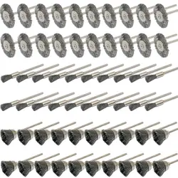 3 MM Mandrel Brass Wire Brushes Cup Wheels Polish Cleaning Brush Kit Polishing Attachment Die Grinder Rotary Tools Accessories