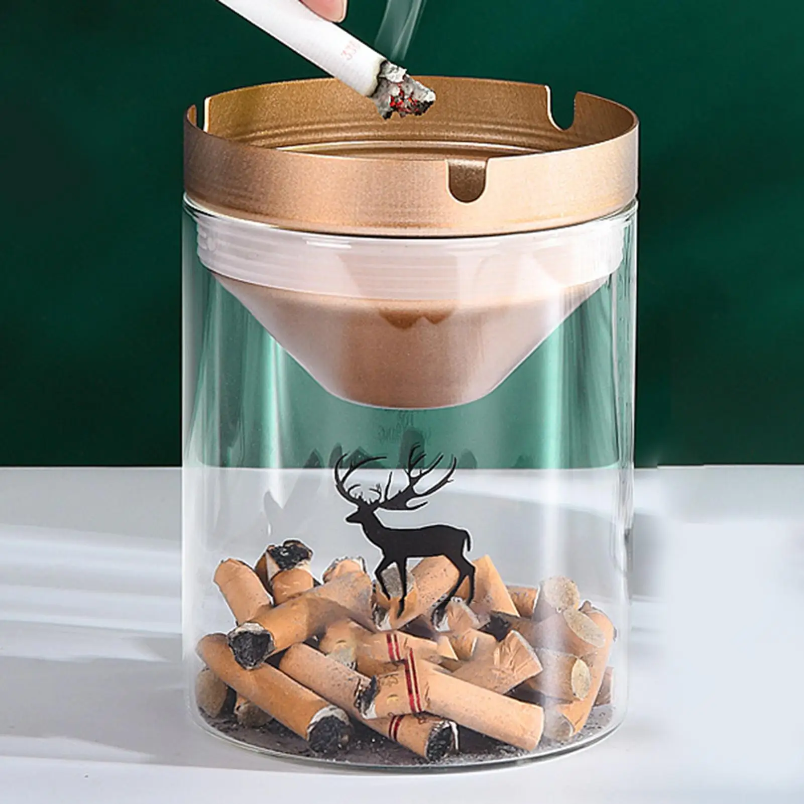 Cartoon Car Ashtray with Lid Glass Cigarette-Smoke Travel Remover Ash Cylinder Car Smokeless Smoke Cup Holder Home Living Room