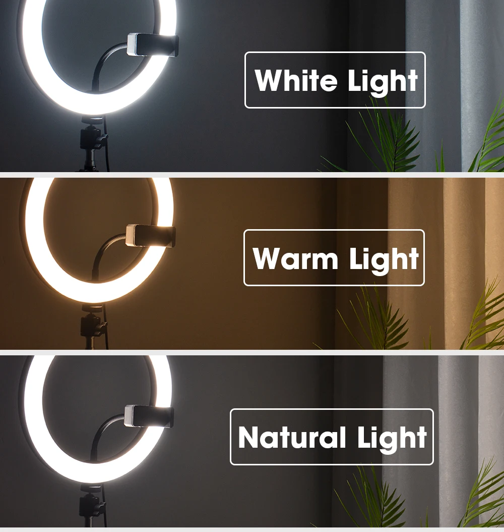LED Photography Light Selfie Ring Light Lamp With Tripod For Phone Holder Stand Photo Lamp Ringlight For Live Video Streaming