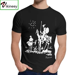 Pure Cotton Picasso Art Painting Man's T-Shirt Don Quixote Knight Tee For Man Streetwear Nice Classic Round Neck Camiseta