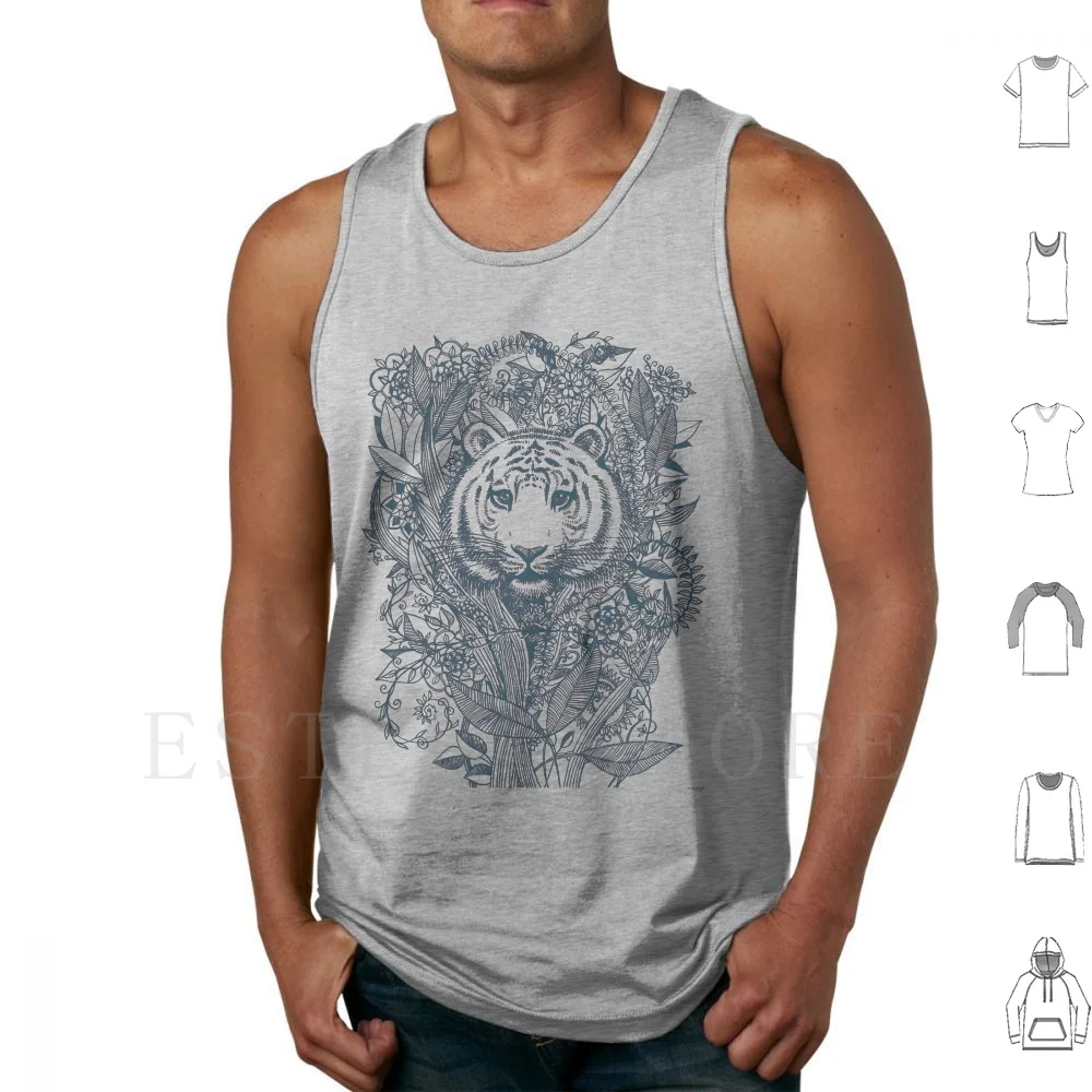 Tiger Tangle Tank Tops Vest Sleeveless Micklyn Pencil Graphite Hand Drawn Nature Wild Animal Animals Kids Tiger Tigers