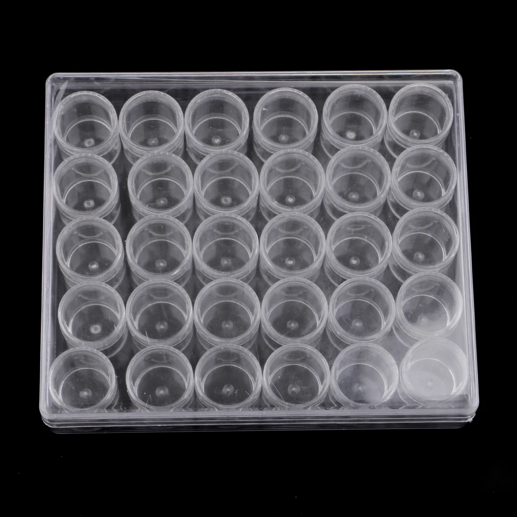 Plastic 30 Slots Jewelry Small Craft Beads Storage Box Organizer Containers Jars