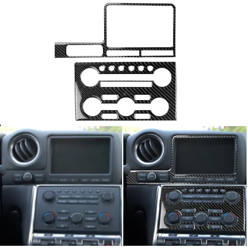 

Carbon Fiber Radio Climate Control Console Sticker Navigation Display Surround Cover For Nissan GTR R35 2008-2016