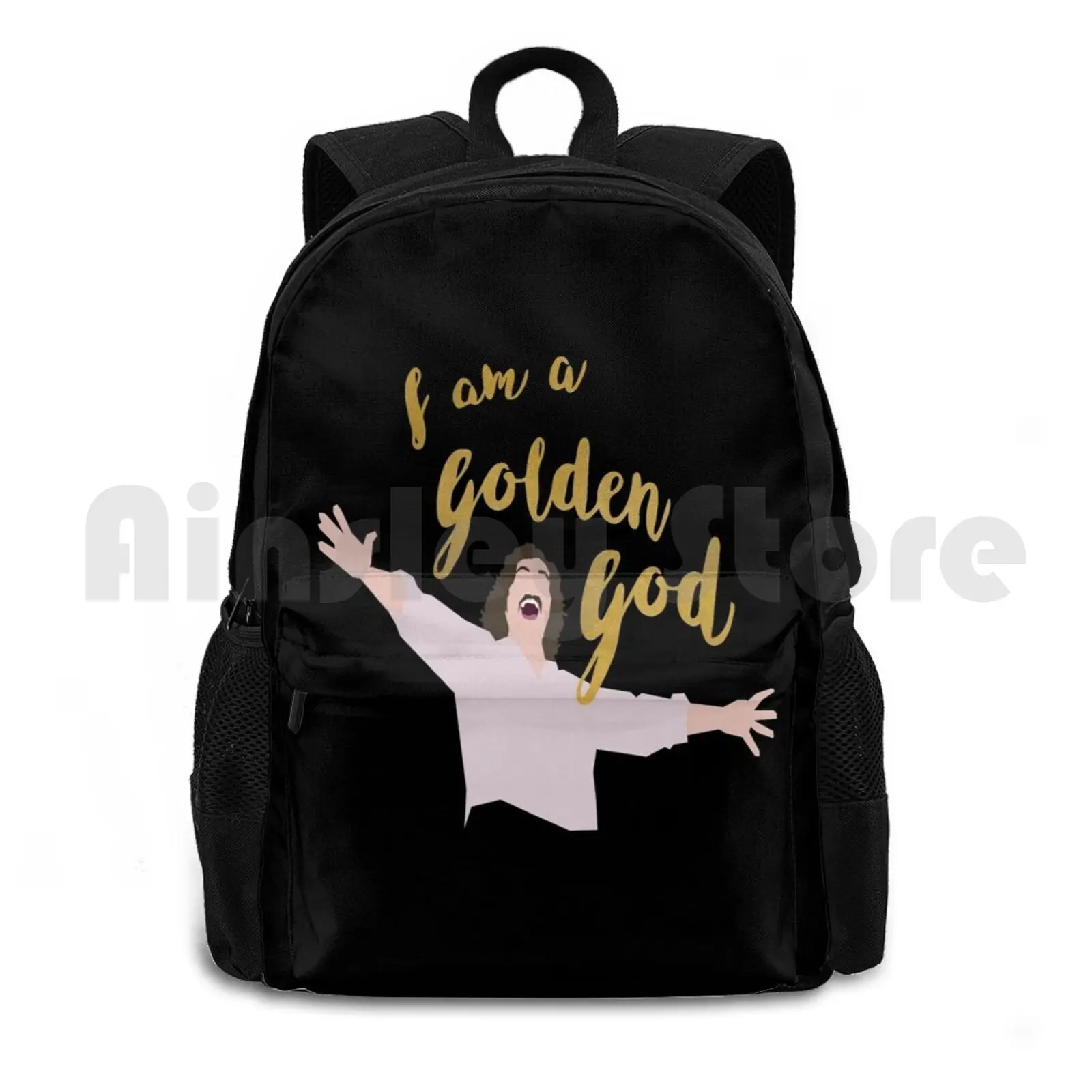 

Golden God In Black Outdoor Hiking Backpack Waterproof Camping Travel God Gold Golden Golden God Hero Almost Famous Stillwater