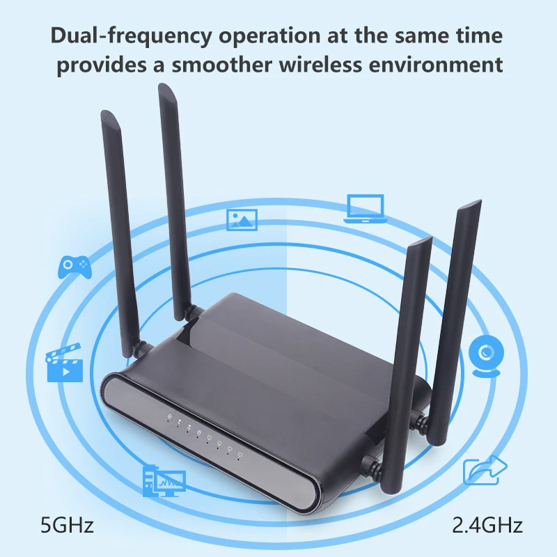 AC11 Gigabit Dual-Band AC1200 Wireless Router Wifi Repeater With 4*6dBi High Gain Antennas Wider Coverage, Easy setup