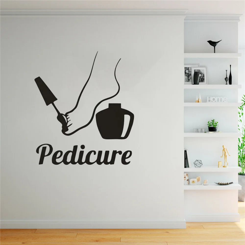 Pedicure Logo Wall Stickers Foot Care Center Decoration Nails Polish Vinyl Wall Decal Nail Salon Door Window Decor Poster