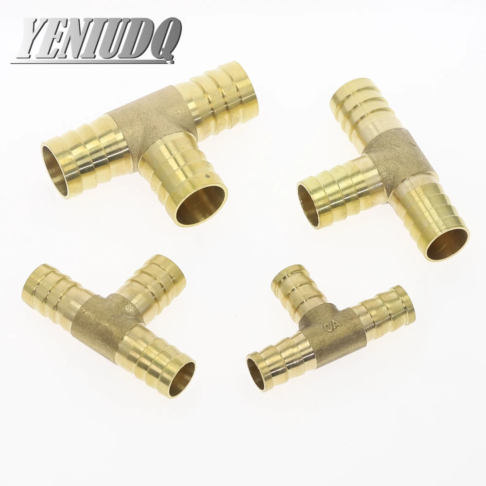 1pcs Reduce T-Shape Brass Barb Hose Fitting Tee 4mm-19mm 3 Way Hose Tube Barb Copper Barbed Coupling Connector Adapter