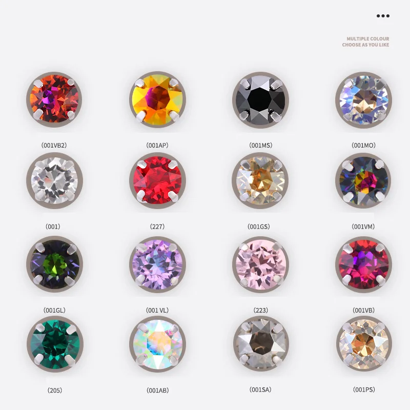 6mm Round Rivoli Rhinestones With Claw Pointback Sew On Stones K9 Glass Strass With Copper Claws DIY Rivoli Rhinestones Crystals