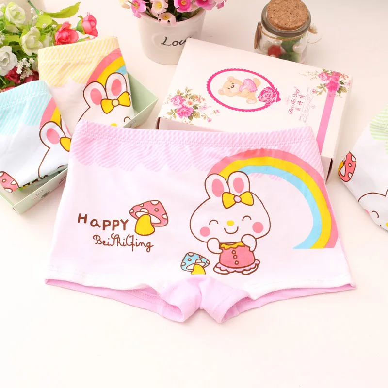 6pcs/lot  Cartoon Kids Girls Underwear Cute rabbit Print Children's Boxer Kid Pants 100%cotton Underpants Brief 2-12T