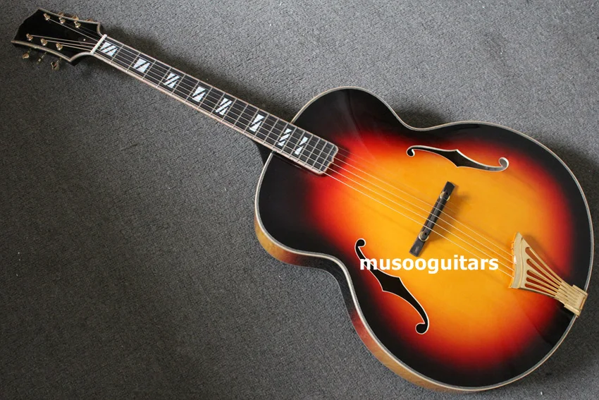 

New Brand AAA Hand Carved Super 400 Archtop Jazz Guitar In Sunburst With Hard Case