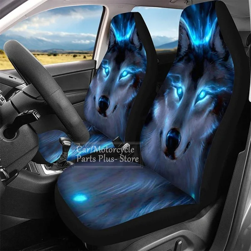 1/2/7PCS Car Seat Covers 3D Animal Wolf Printing Universal Car Seat Set Protector Cushion Full Cover For Most Car Cool Style