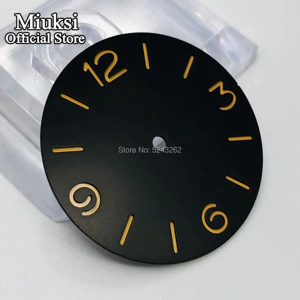 Miuksi 38.8mm black blue orange sandwich sterile watch dial luminous dial fit ETA 6497/6498 movement