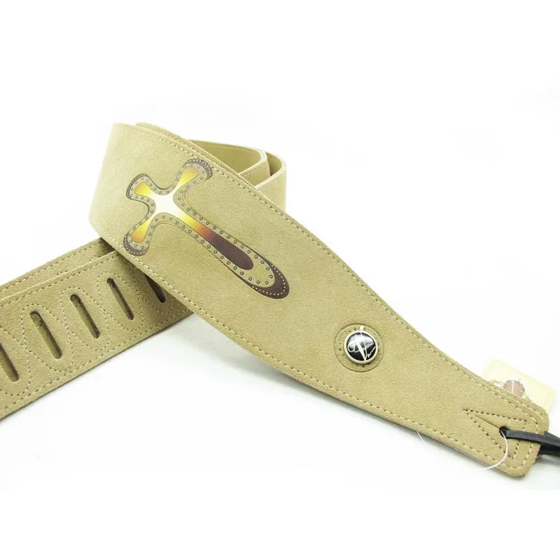 YUEKO – bracelet de guitare acoustique en cuir à deux couches, accessoire Durable, avec motif croisé à longueur réglable et élargi, de haute qualité, F-P208