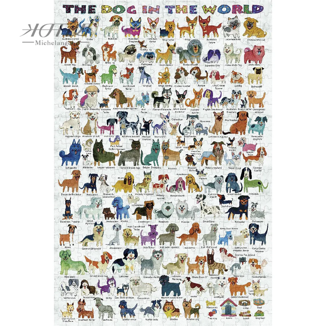 

Michelangelo Wooden Jigsaw Puzzles 500 1000 1500 2000 Piece Dog Cartoon Animal Kid Educational Toy Watercolor Painting Art Decor