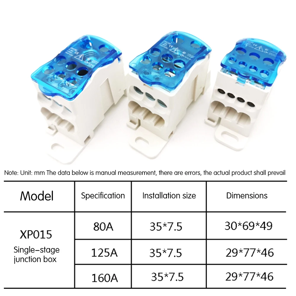 

UKK 125A/160A Universal Din Rail Terminal Blocks One In Multiple-out Distribution Box Wire Connector Junction Box Waterproof