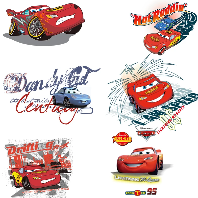 Pixar Cars Lightning McQueen Clothing Thermoadhesive Patches DIY Heat Transfer Patches Vinyl Stickers for Boys Girls Cute Custom