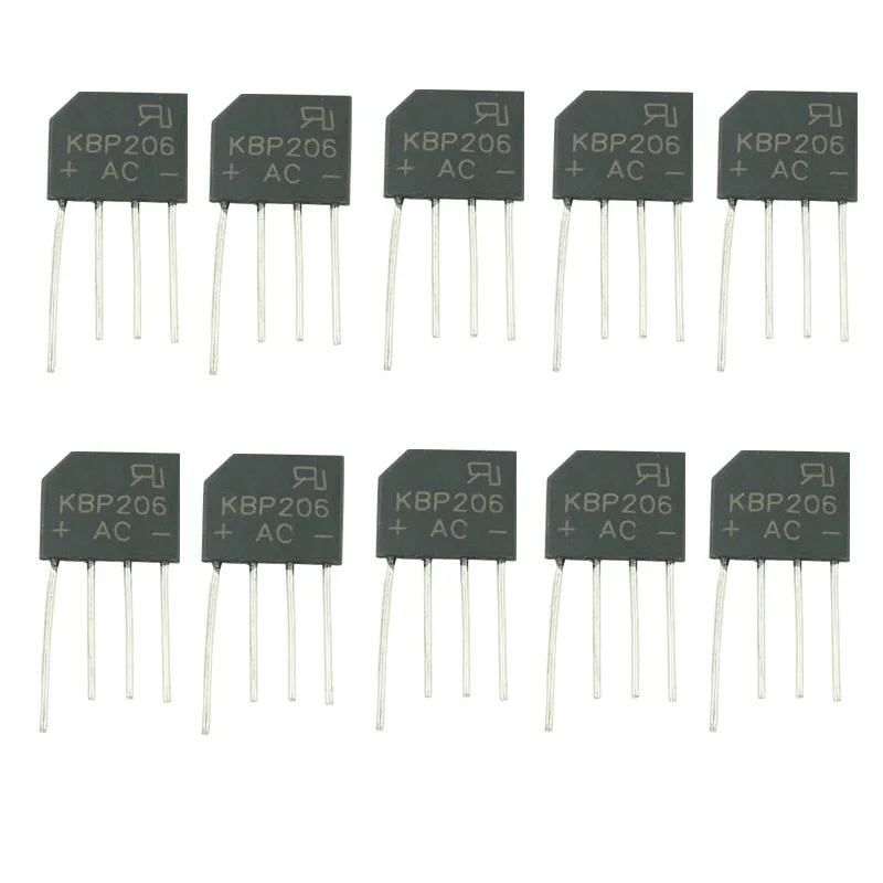 10pcs lot NEW Diy Electronic Diode Bridge Rectifier 600V 2A KBP206G KBP206 4PIN SIP-4 Single Phase