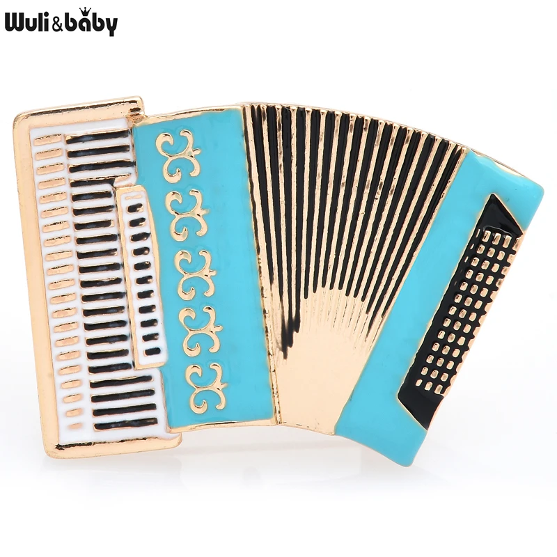 Wuli&baby Enamel Accordion Music Brooch Pins Women And Men Student Jewelry Accessory Gift