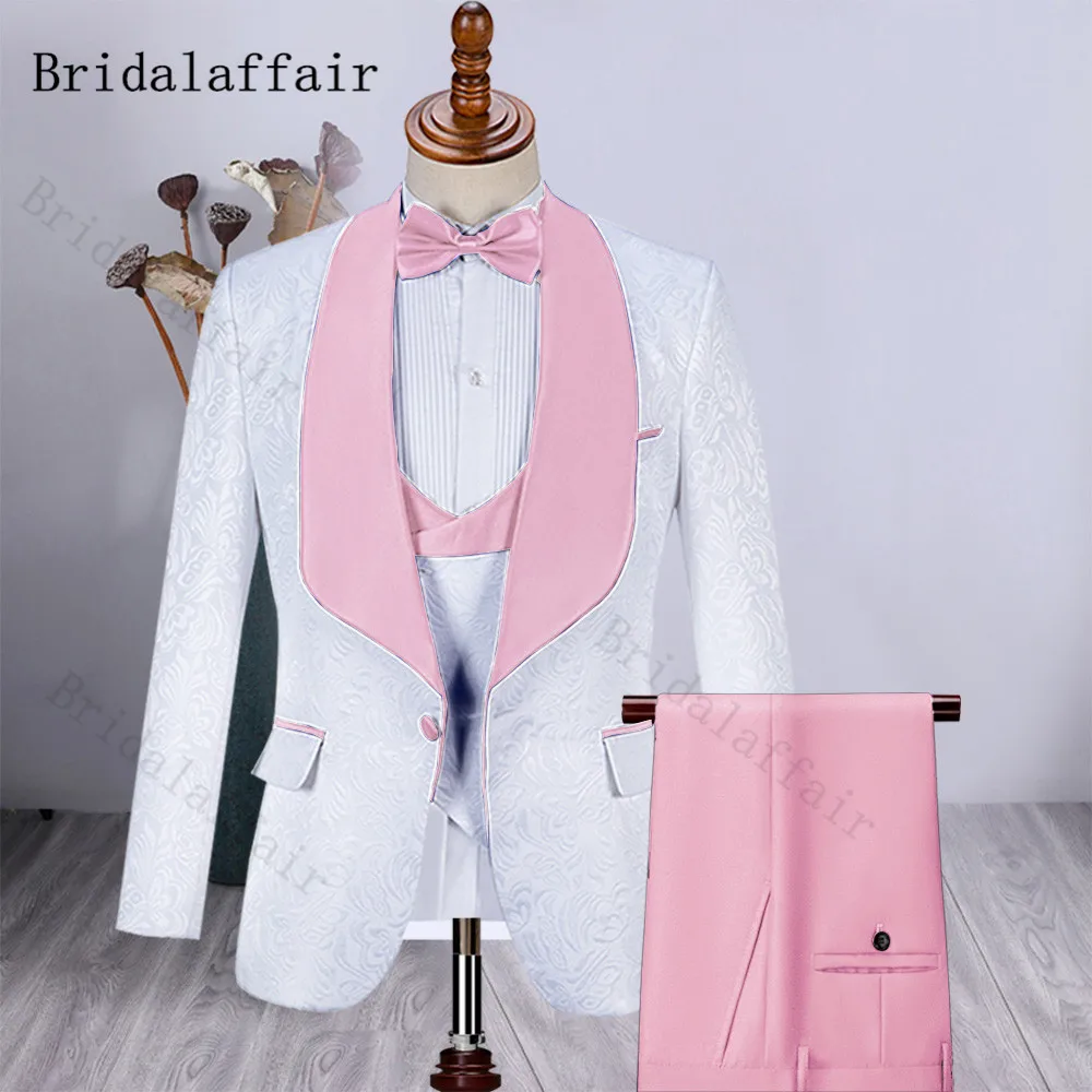 

Bridalaffair Custom Made Groom Tuxedos Pink Lapel Groomsmen Custom Made Side Vent Best Man Suit Wedding/Men Suits Bridegrooms