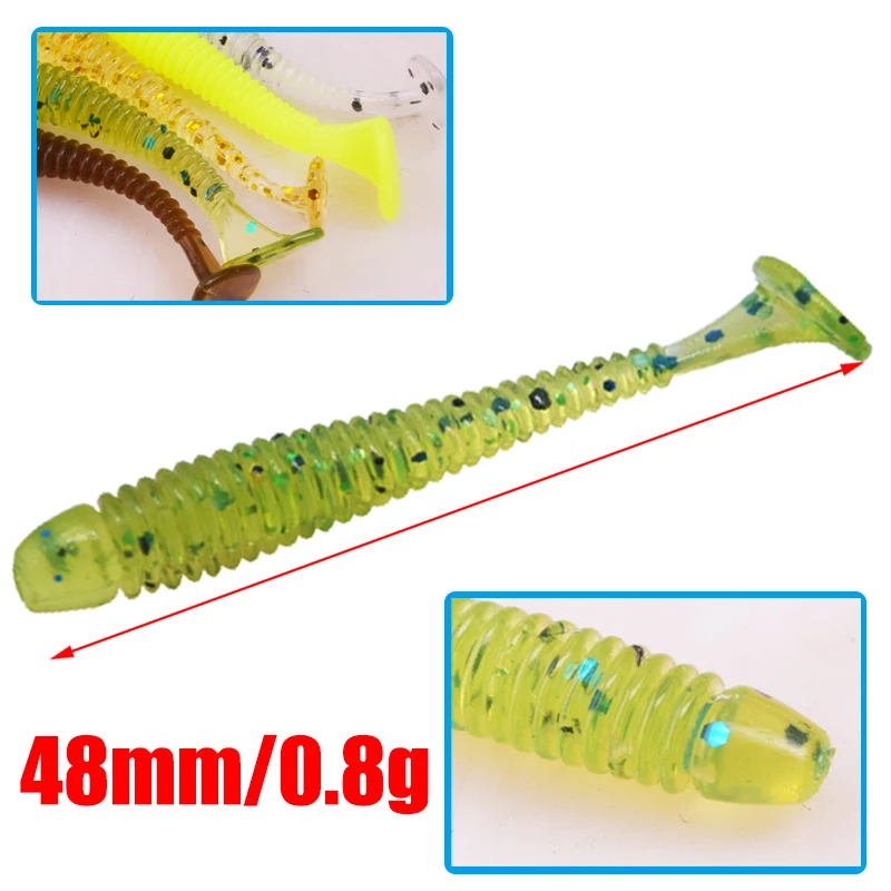 10pcs/Lot Fishing Spiral Worm Soft Lures 4.8cm 0.8g Bass Jig Wobblers Swimbaits Silicone Artificial Bait Carp Pike Tackle Pesca