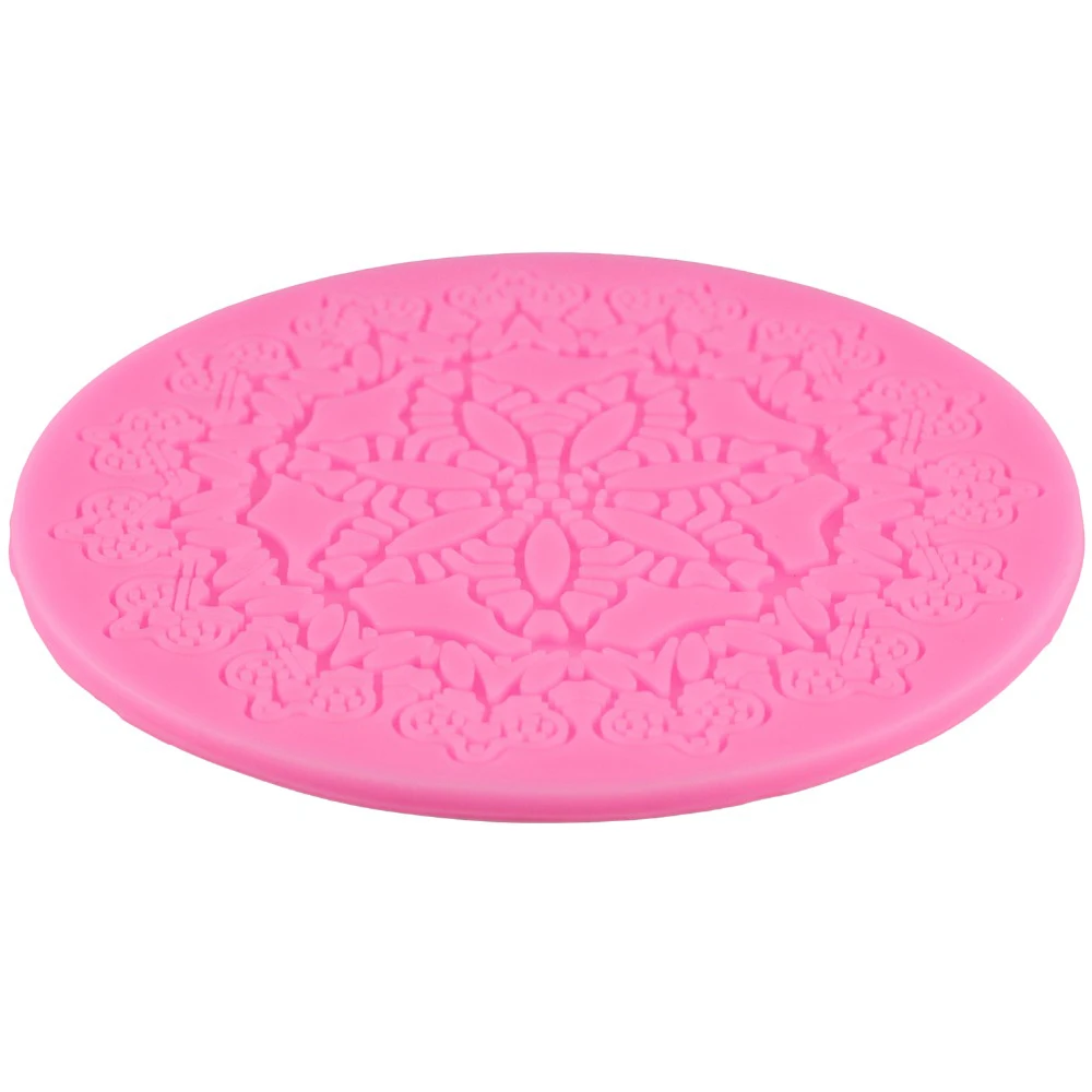 1Pcs DIY Round Crown Shape Cake Silicone Mat Sugarcraft Fondant Cake Decorating Tools Kitchen Baking Silicone Lace Molds