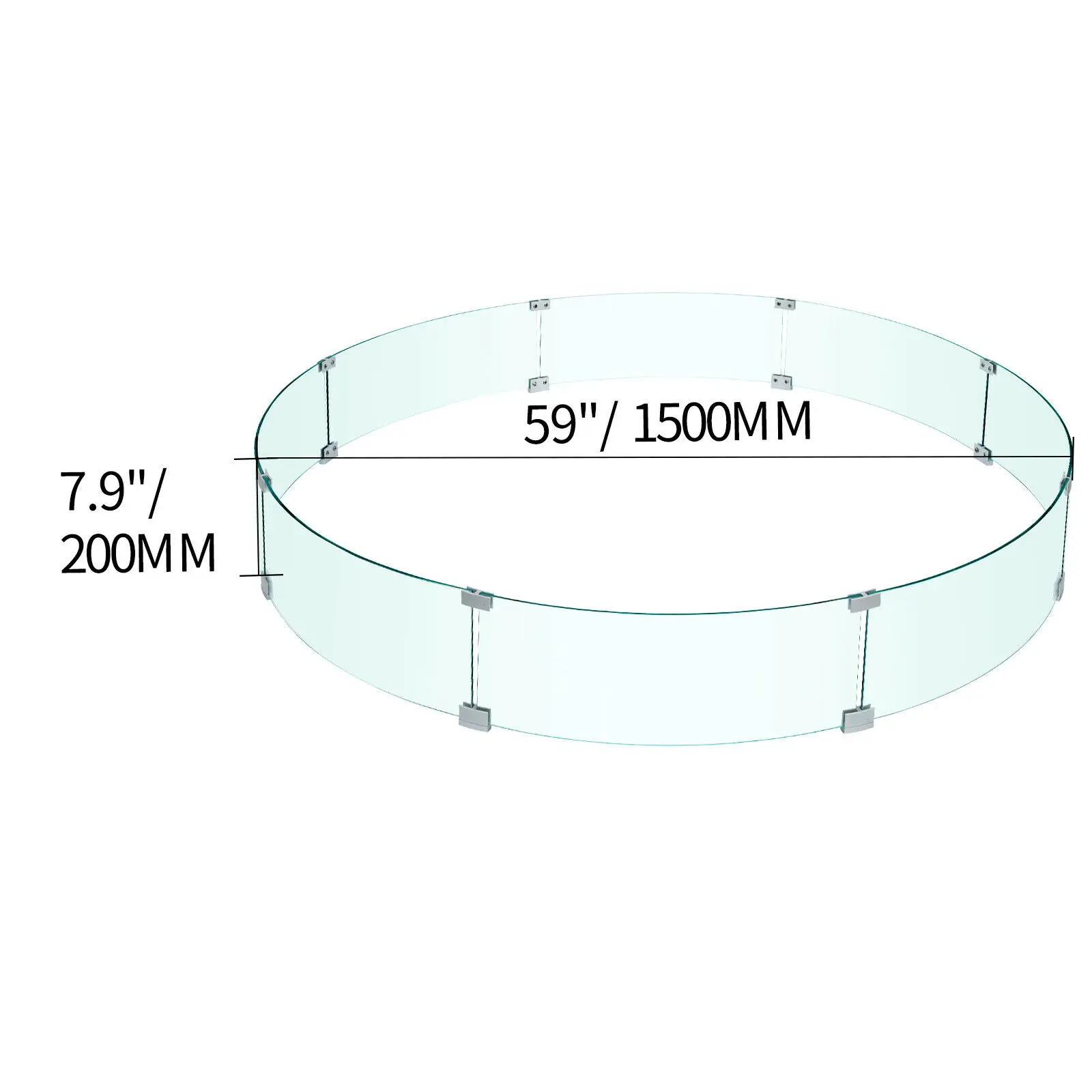 VEVOR Stabiel en veilig rond windscherm van gehard glas Vlamschild voor stabiele vuurplaatstafels voor uw terraskeukentuin