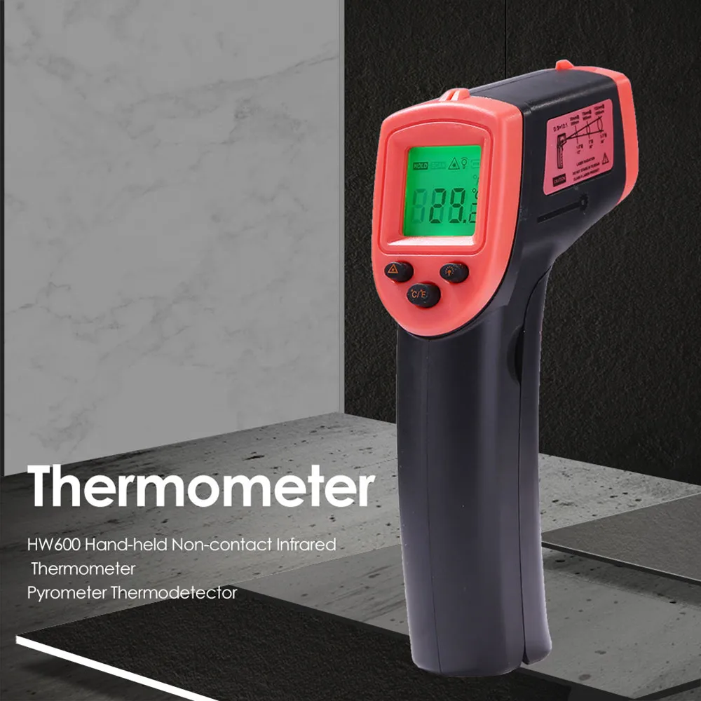 Digital Thermometer Non-contact Temperature Meter IR Pyrometer HW600 Industrial Infrared Thermometer Gun -50~600℃ / -58~1122℉