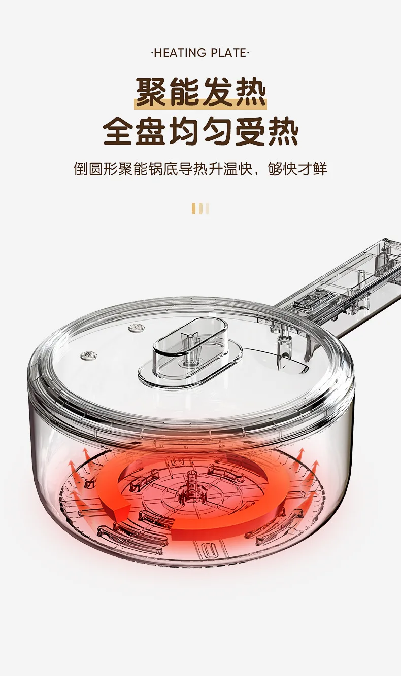 Marmite électrique Portable 700W, cuiseur à riz multicuiseur, revêtement en céramique, poêle électrique simple/Double couche 1,5l