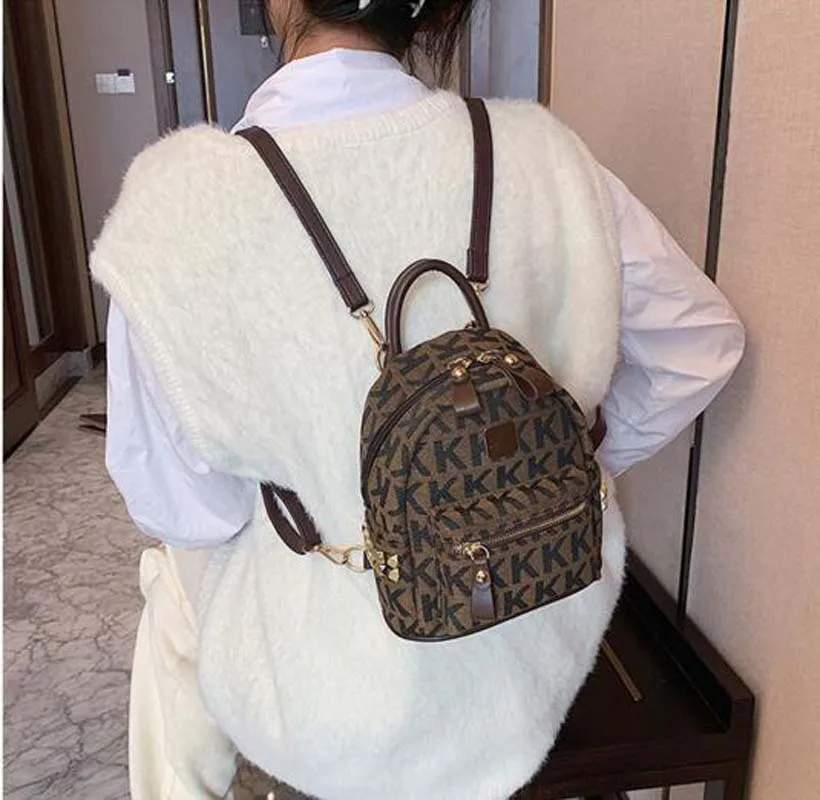 New Fashion Women Letter High Quality Leather Backpack Double Zipper Shoulder Bags Ladies Schoolbag Casual Travel Knapsack